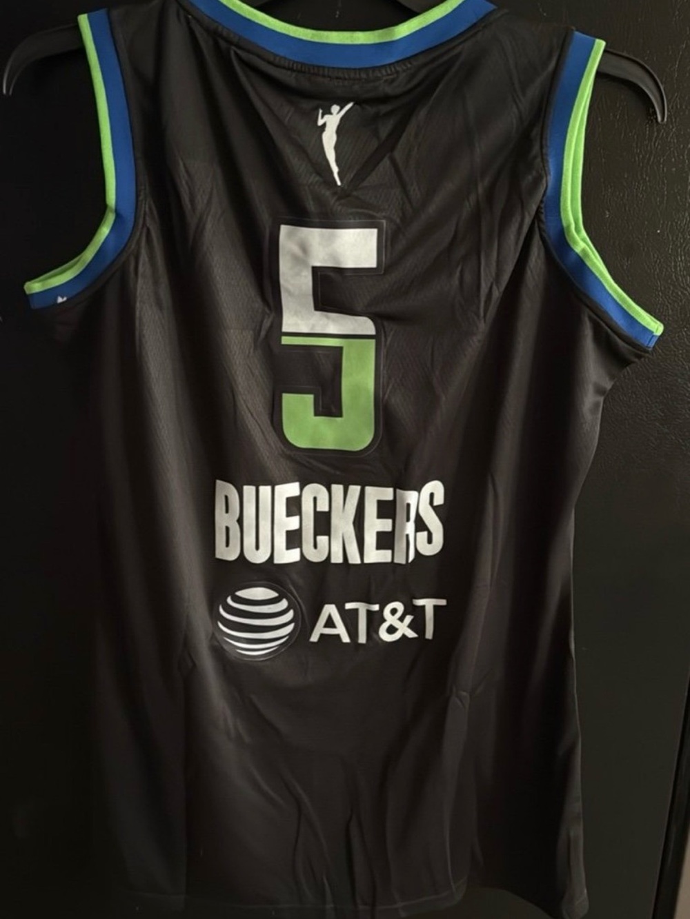 Nike Black Basketball Jersey with Green & Blue Accents #5 - Picture 2 of 2